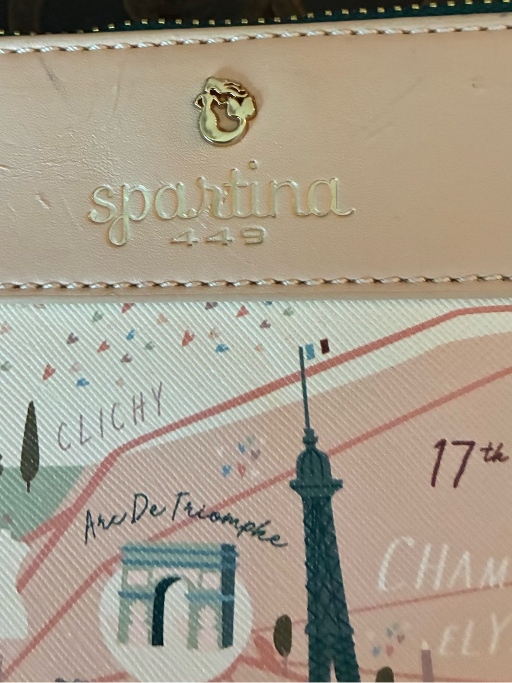 Spartina 449 Paris Map Crossbody in Cream, Blue and Green - Picture 2 of 7